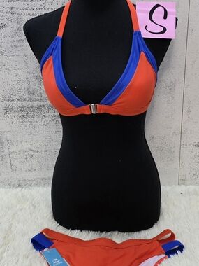 Orange & Blue Two-Piece Bikini Set